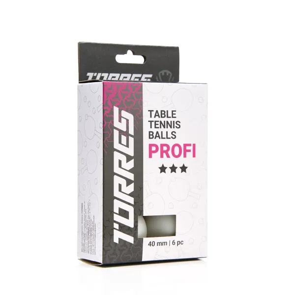 Мяч для наст. тенниса TORRES Profi 3*, TT23012, диам. 40+мм, упак. 6 шт, белый за 338.30 ₽ в Волгограде
