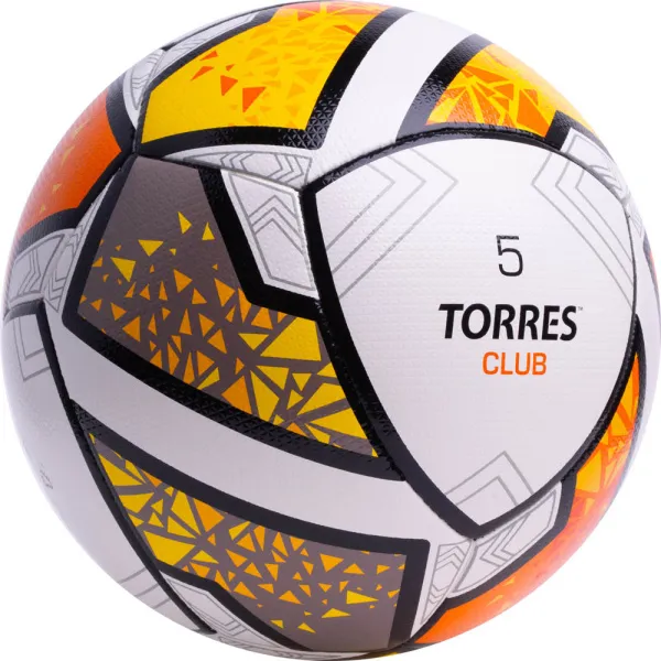 Мяч футб. TORRES Club, F323965, р.5, 10 пан., ПУ, гибрид. сшив, бел-оранж-желт за 2&nbsp;225.30 ₽ в Волгограде