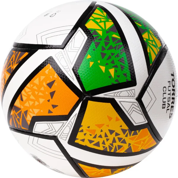 Мяч футзал. TORRES Futsal Club, FS323764, р.4, 10 пан. ПУ, 4 под. сл, гибрид. сш. бело-зел-оранж за 2&nbsp;264.40 ₽ в Волгограде