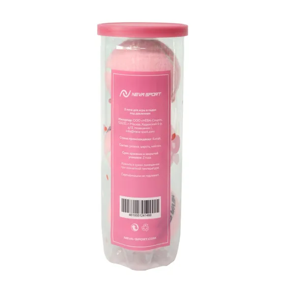 Мяч для падела NS Sakura, UAA2, уп.3 шт, сукно, нат.резина, розовый за 824.50 ₽ в Волгограде
