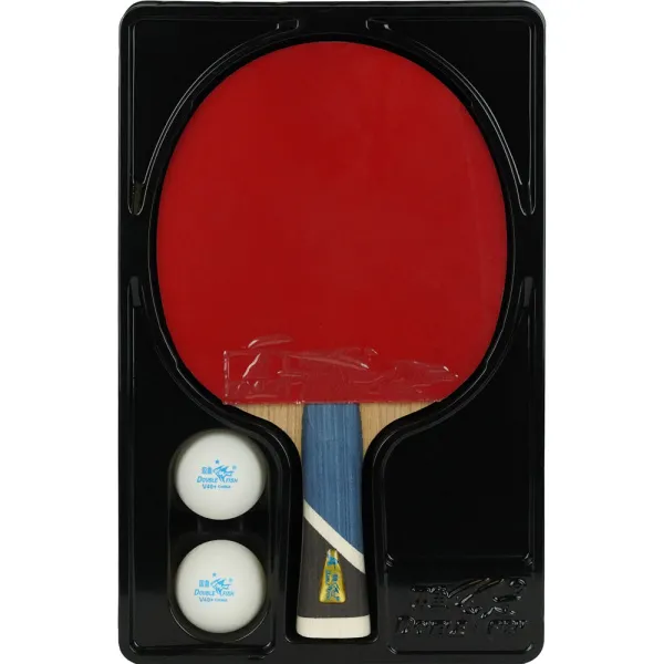 Ракетка для н/т DOUBLE FISH 5A+C, для продвин, ITTF Appr, накл. 2,1 мм, конич. ручка+ 2 мяча V40+мм за 2&nbsp;779.50 ₽ в Волгограде