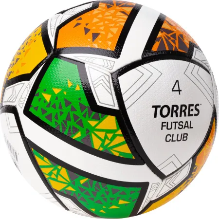 Мяч футзал. TORRES Futsal Club, FS323764, р.4, 10 пан. ПУ, 4 под. сл, гибрид. сш. бело-зел-оранж за 2&nbsp;264.40 ₽ купить в Волгограде