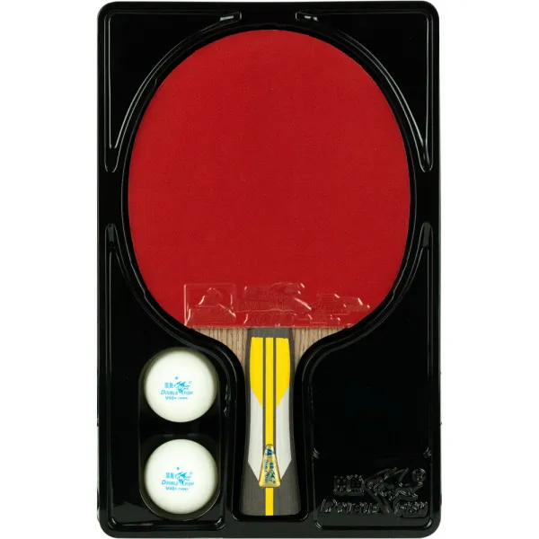 Ракетка для н/т DOUBLE FISH 6A+C, для подвин.,ITTF Appr.,накл. 2,1 мм, конич. ручка+ 2 мяча V40+мм за 3&nbsp;442.50 ₽ в Волгограде